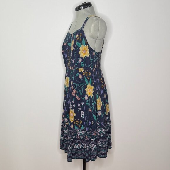 Old Navy Navy Blue Floral Sleeveless Ruffle Hem Midi Dress - Size XL - Picture 2 of 7